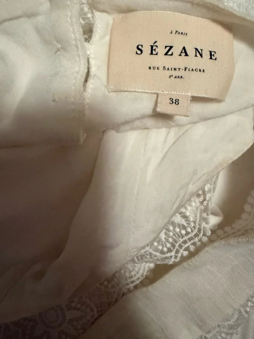 Sezane Backless Mini Dress -  Robe Naidé- White - Size 38 (US 6) - Picture 5 of 15